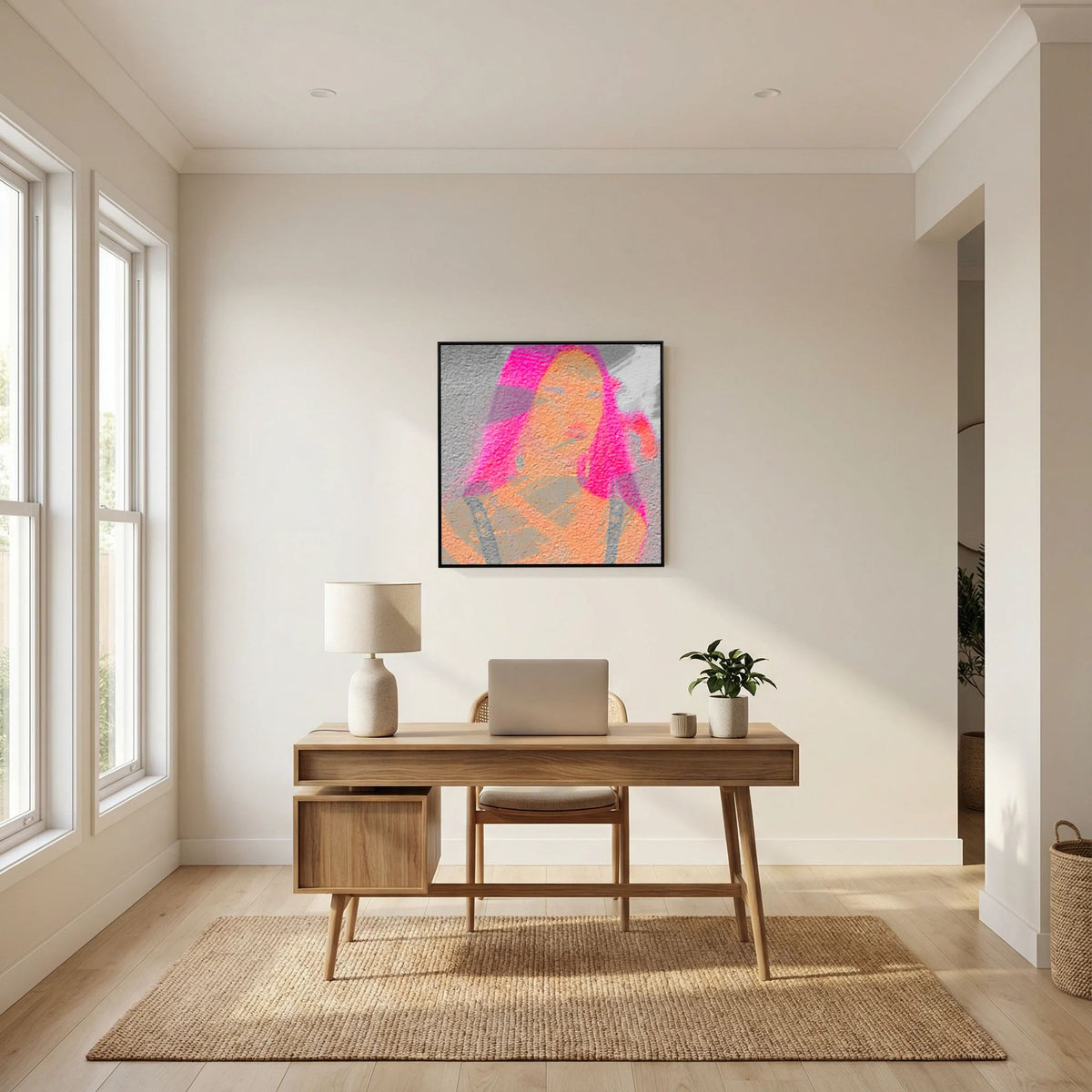 Santa Monica Fuchsia Print on Canvas