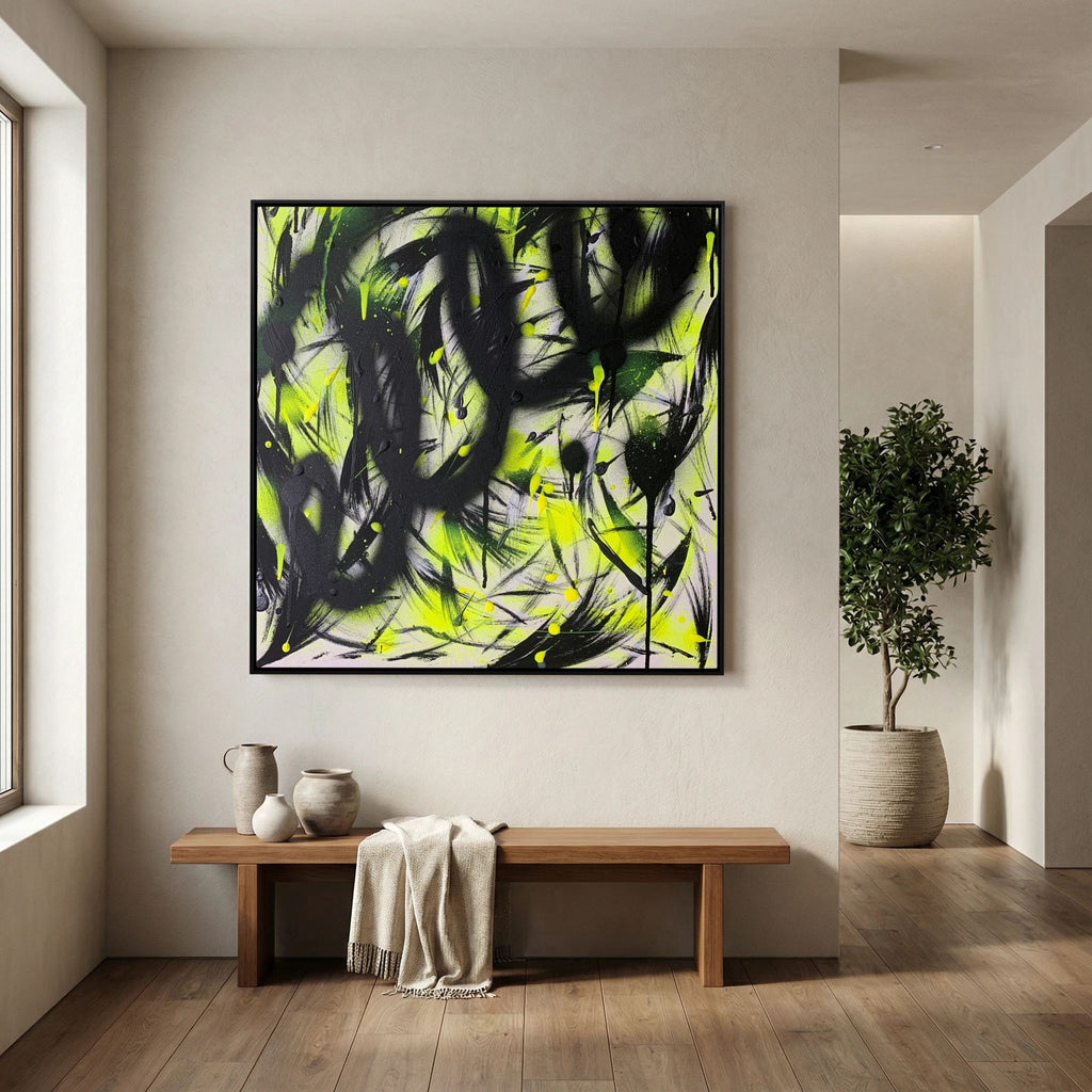 BLACK & YELLOW PRINT ON CANVAS
