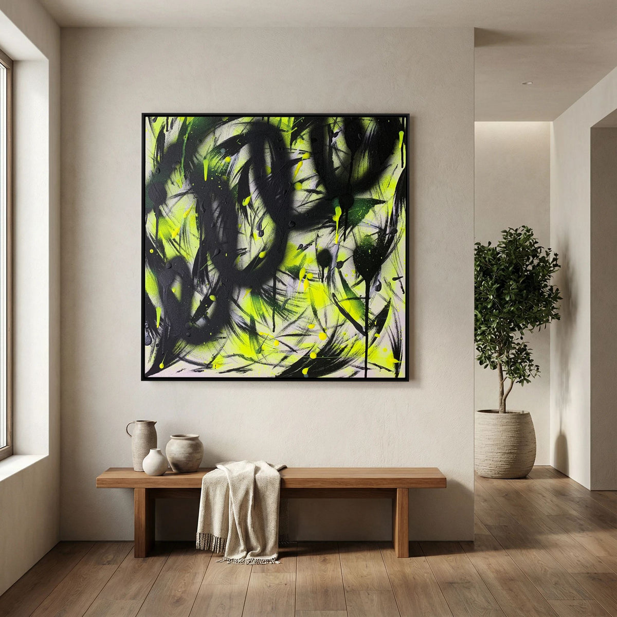 BLACK & YELLOW PRINT ON CANVAS