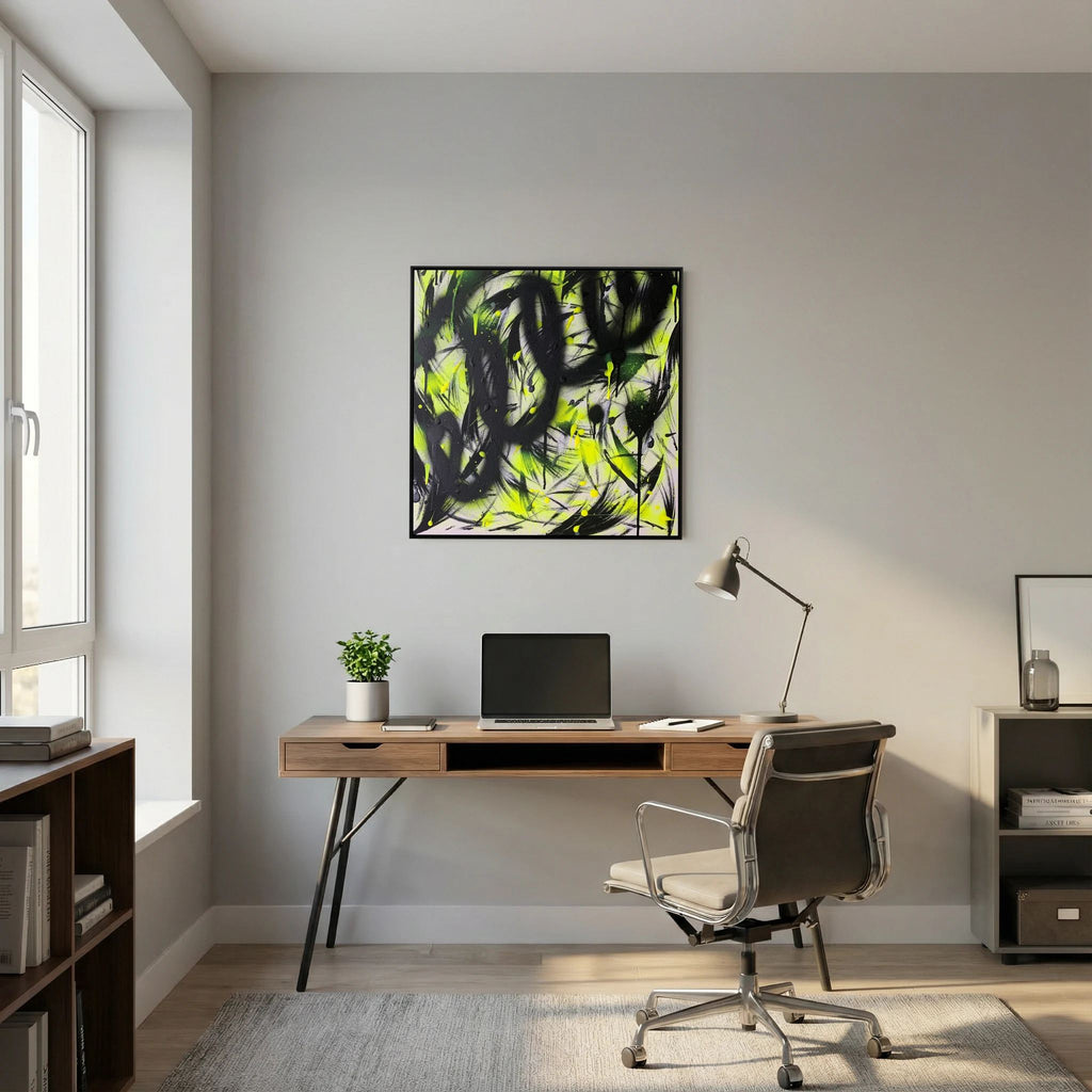 BLACK & YELLOW PRINT ON CANVAS