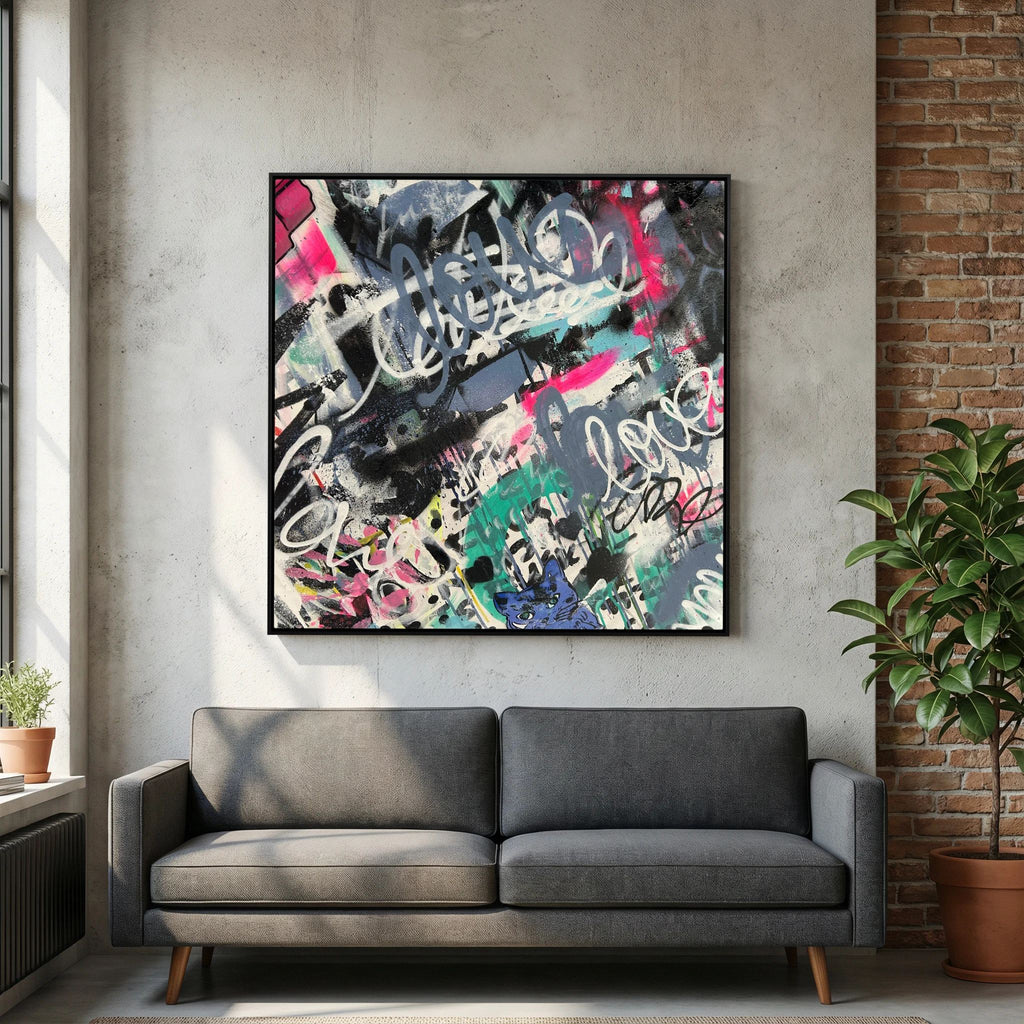 F**K I LOVE MY CAT PRINT ON CANVAS