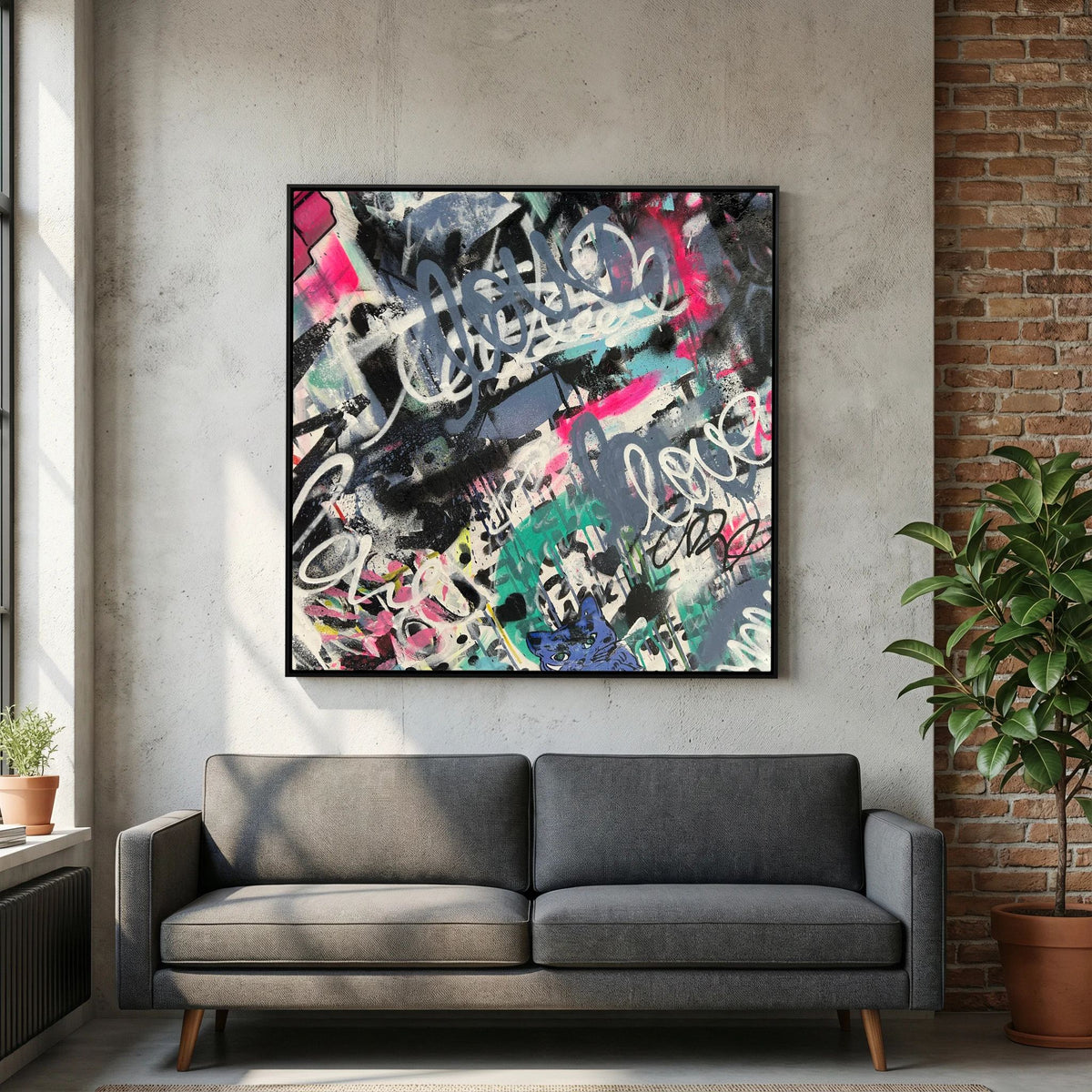 F**K I LOVE MY CAT PRINT ON CANVAS