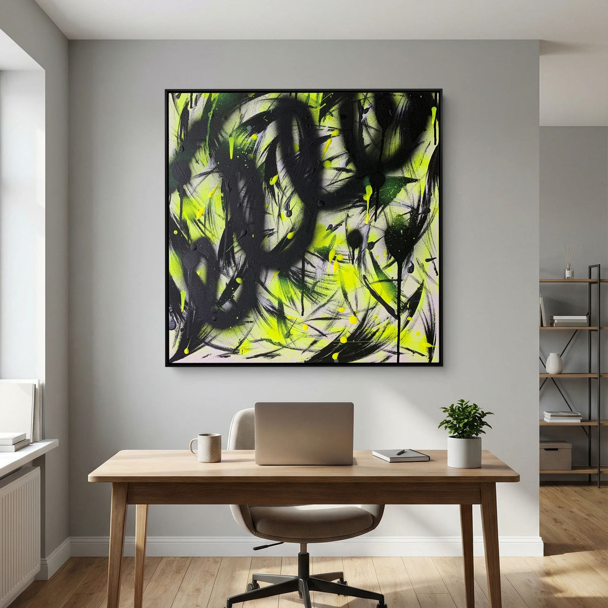 BLACK & YELLOW PRINT ON CANVAS