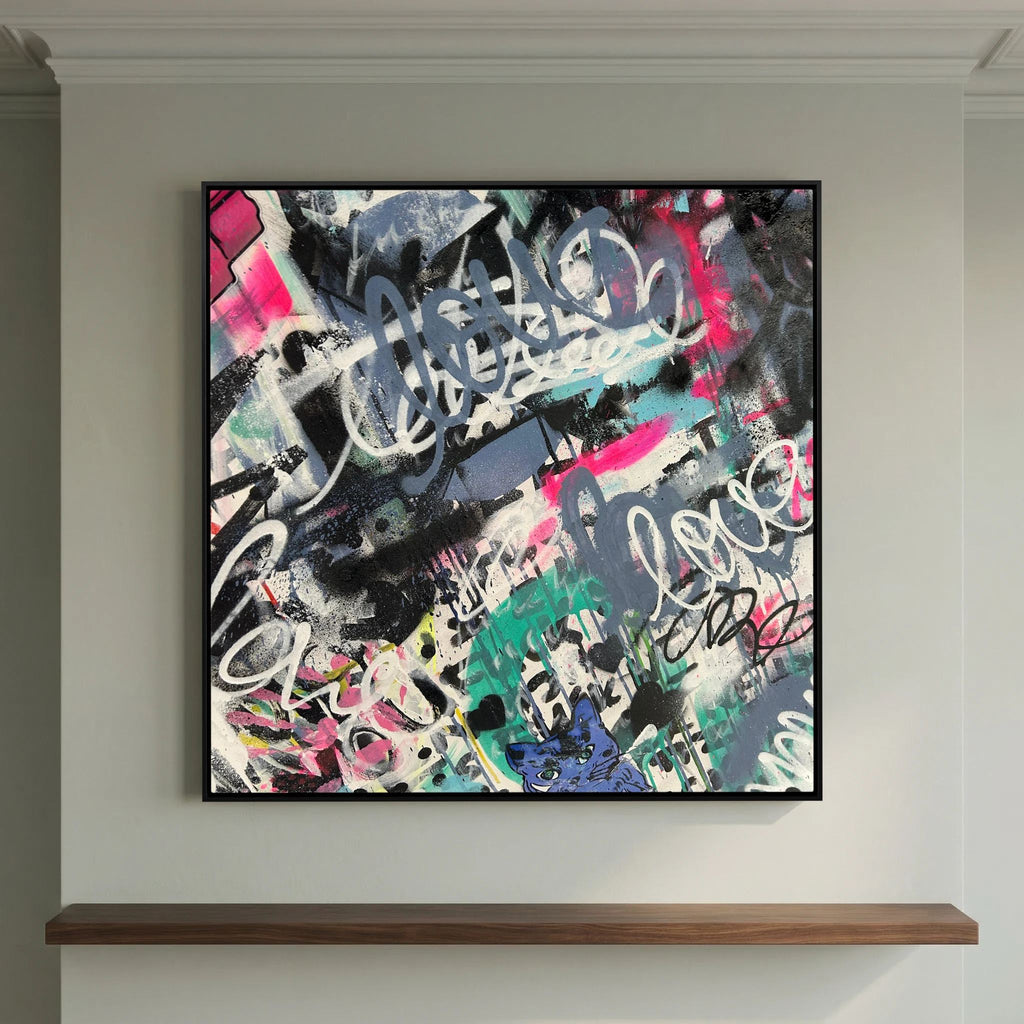 F**K I LOVE MY CAT PRINT ON CANVAS