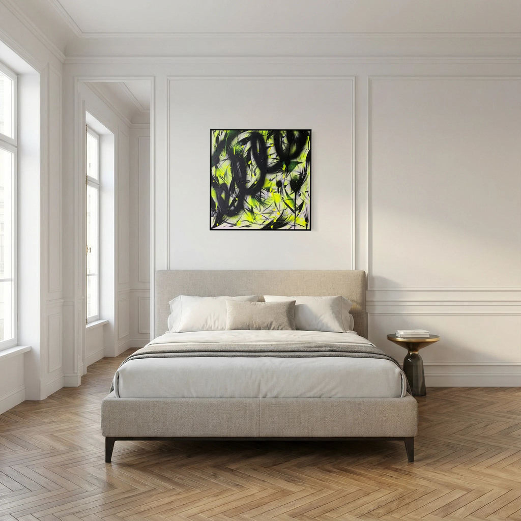 BLACK & YELLOW PRINT ON CANVAS