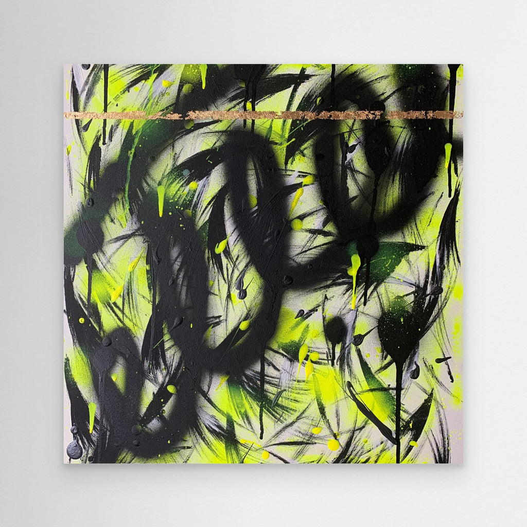 BLACK & YELLOW PRINT ON CANVAS
