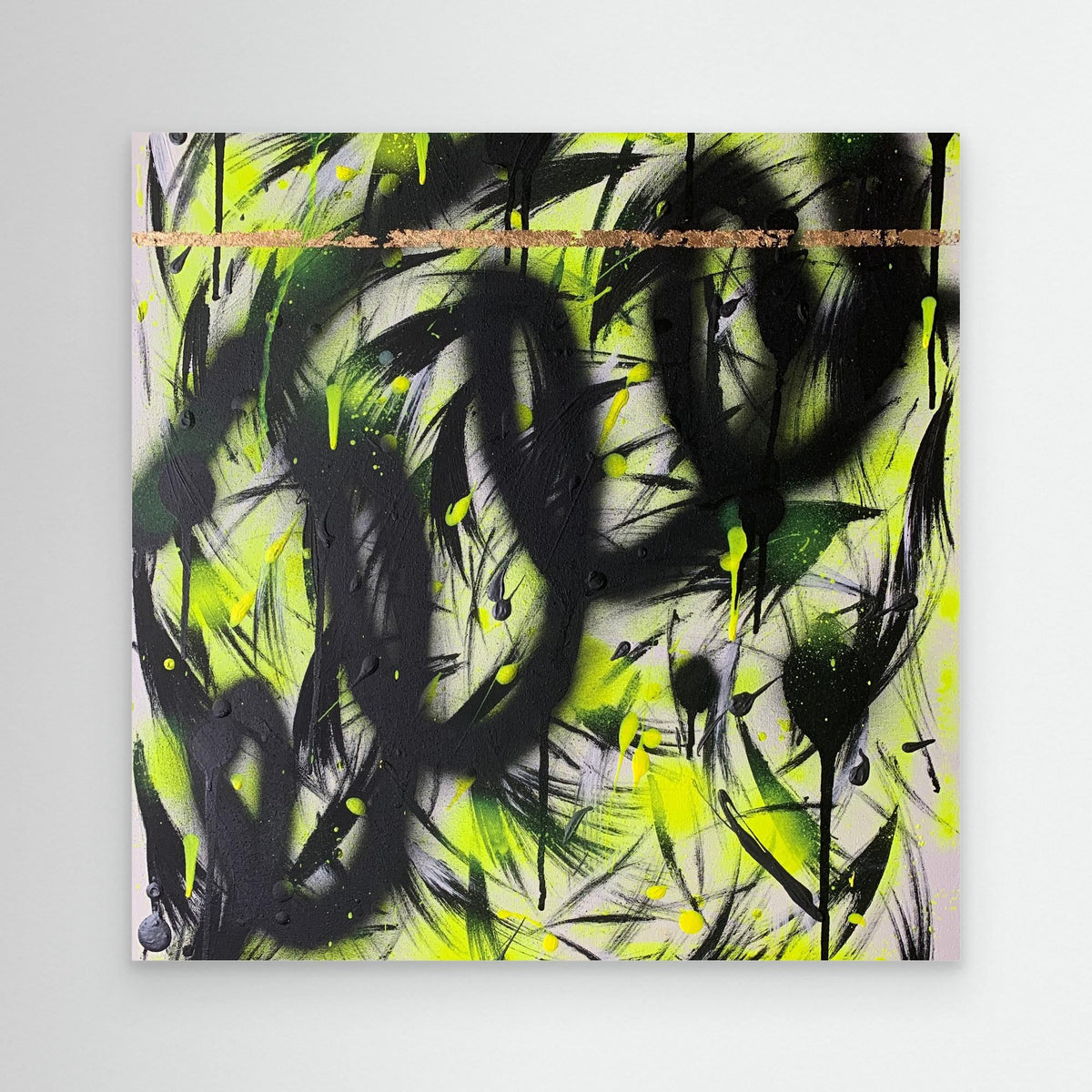 BLACK & YELLOW PRINT ON CANVAS