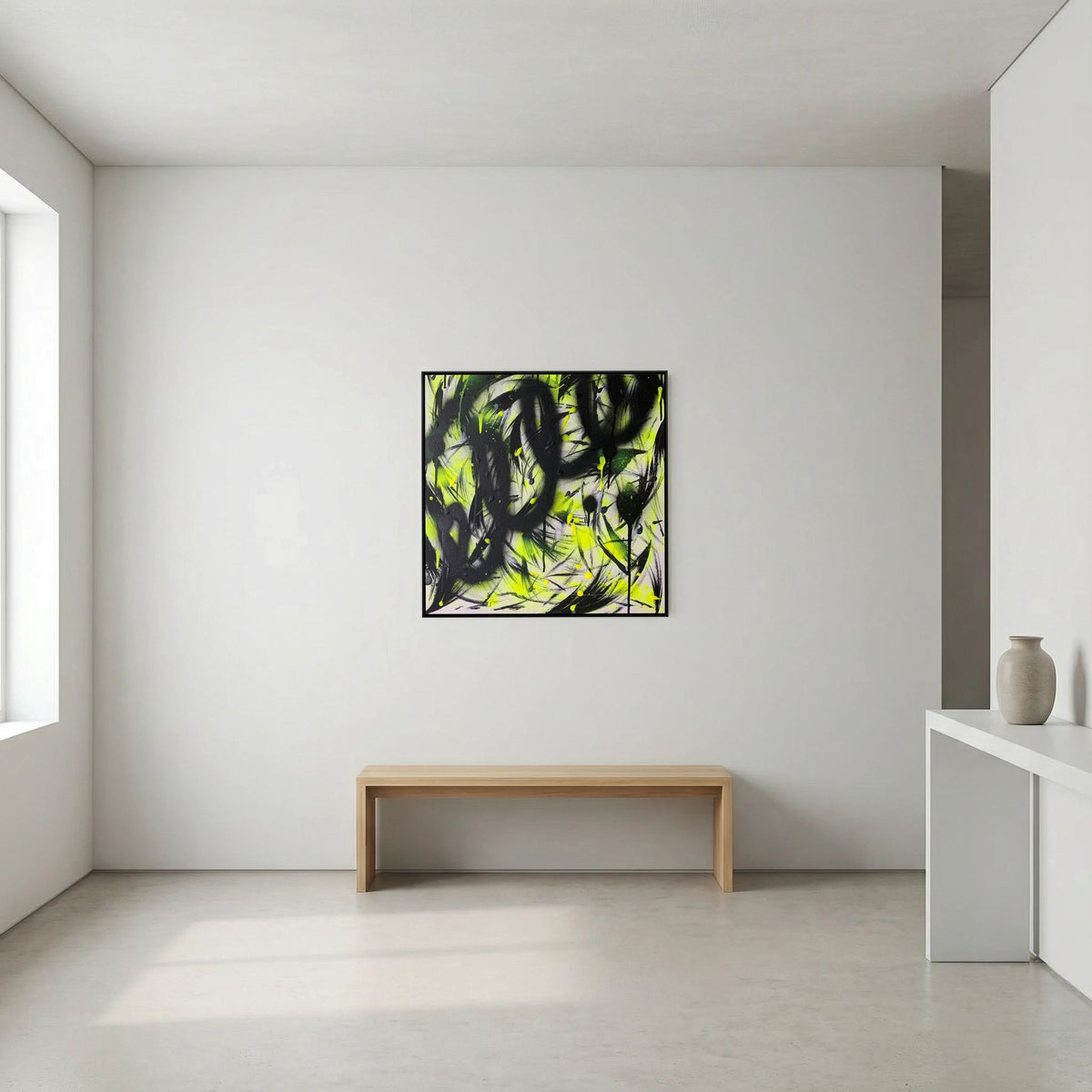 BLACK & YELLOW PRINT ON CANVAS