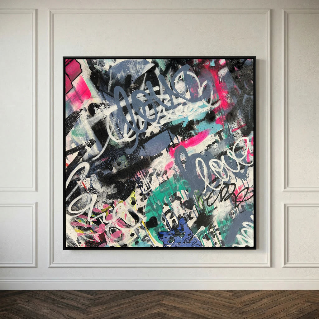 F**K I LOVE MY CAT PRINT ON CANVAS