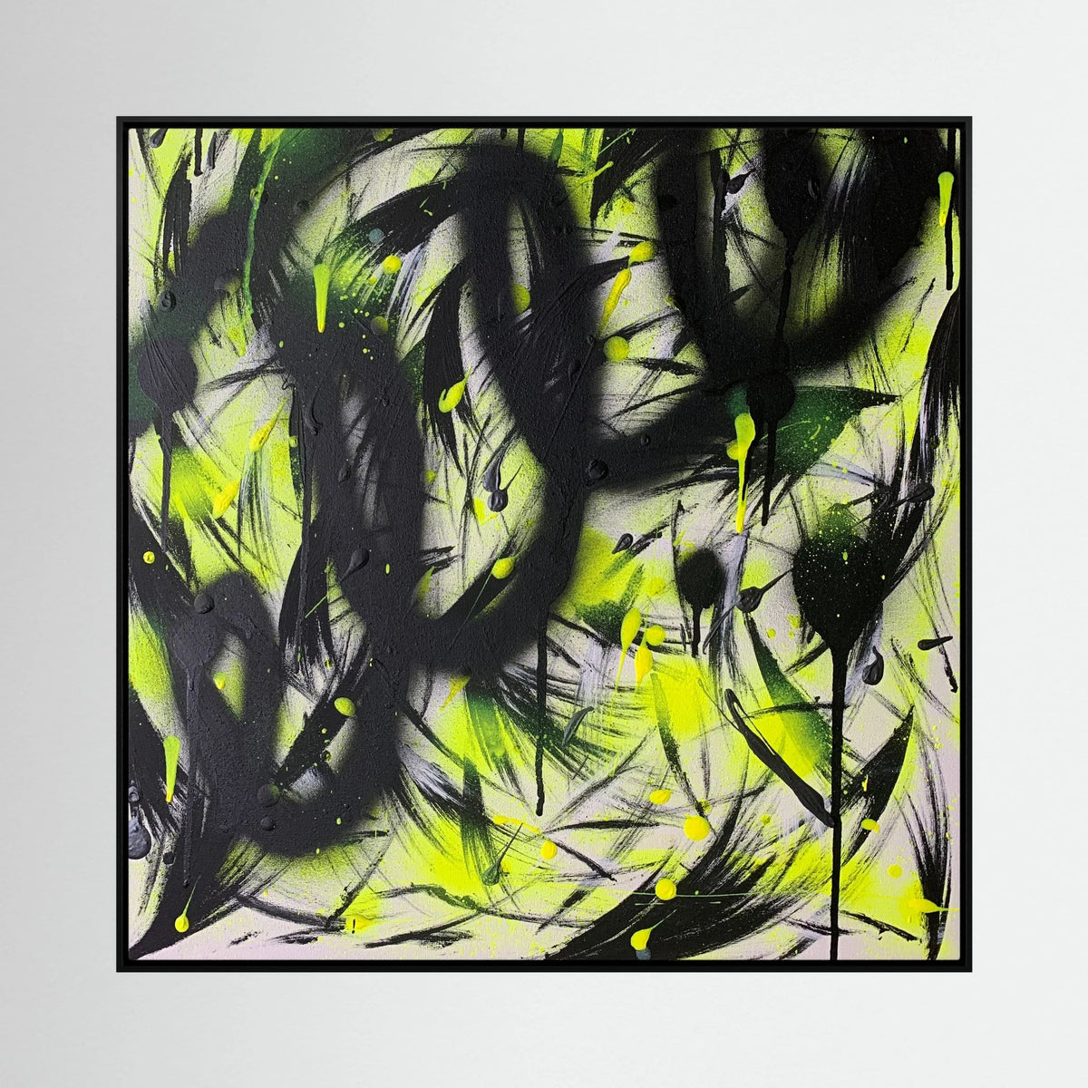 BLACK & YELLOW PRINT ON CANVAS