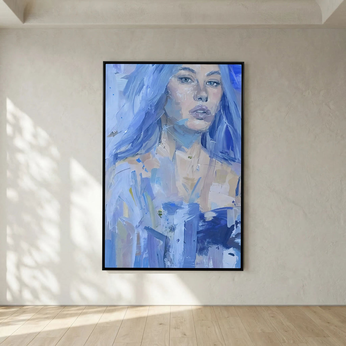 MAYA IN BLUE PRINT ON CANVAS