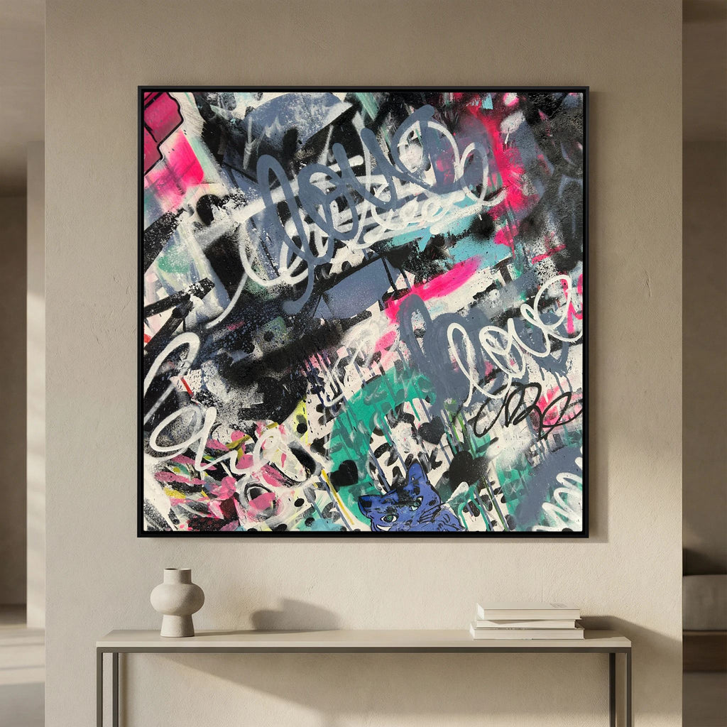 F**K I LOVE MY CAT PRINT ON CANVAS