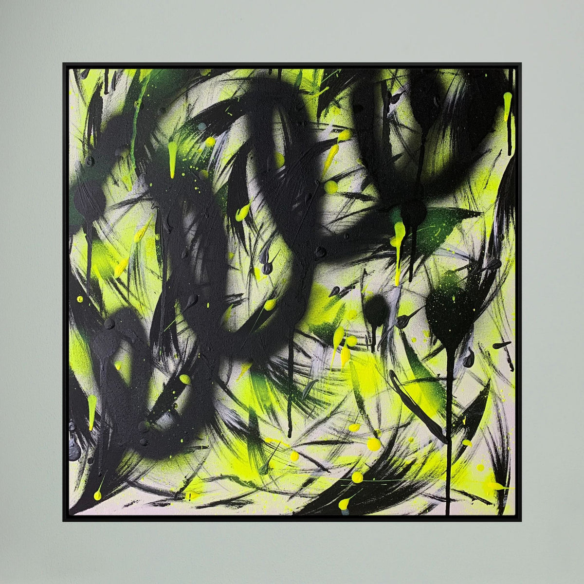 BLACK & YELLOW PRINT ON CANVAS