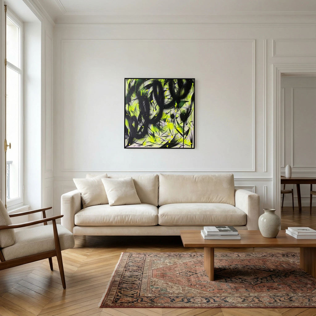 BLACK & YELLOW PRINT ON CANVAS