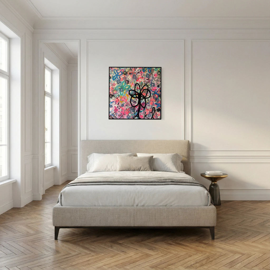 BLACK DAISY PRINT ON CANVAS  