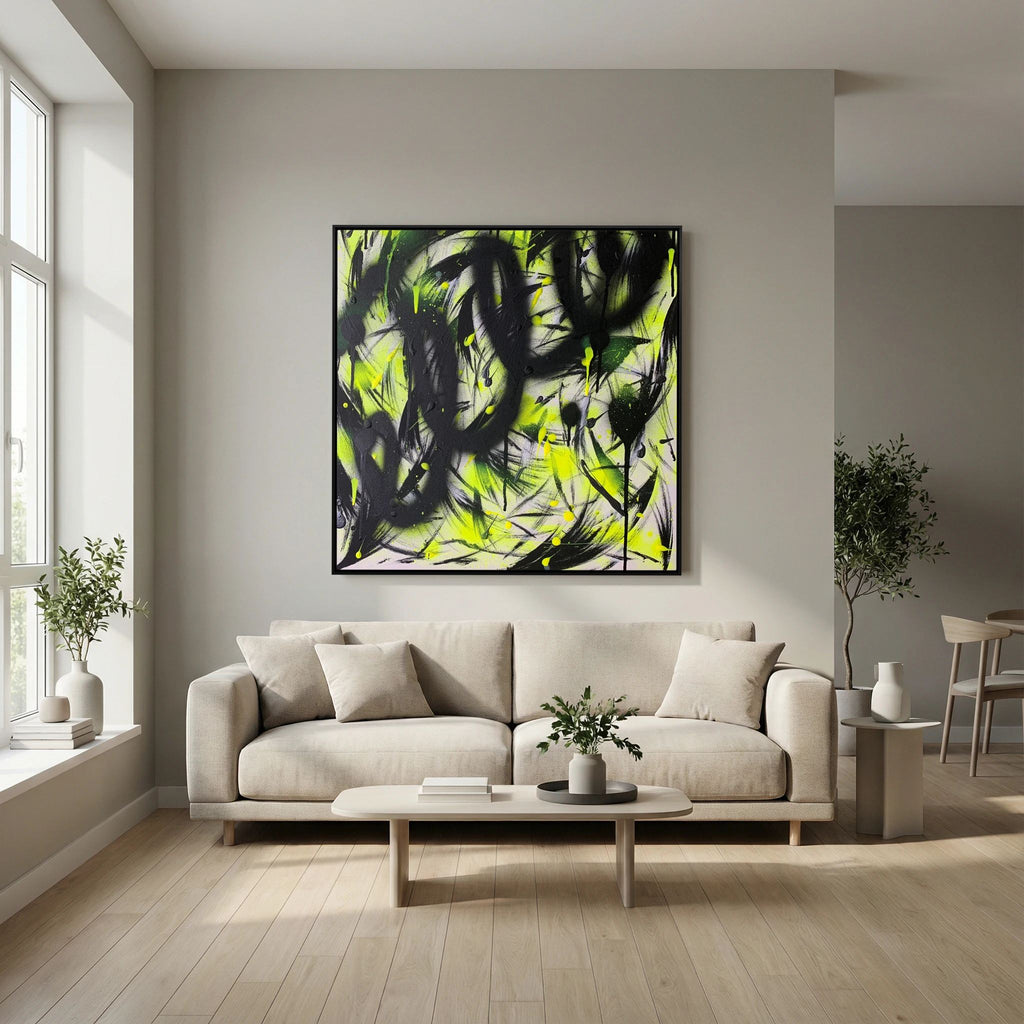 BLACK & YELLOW PRINT ON CANVAS