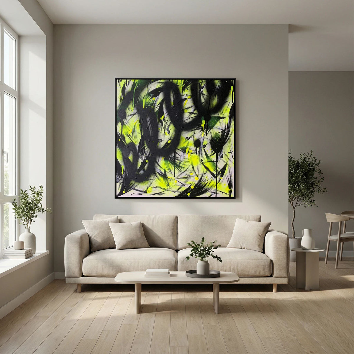 BLACK & YELLOW PRINT ON CANVAS