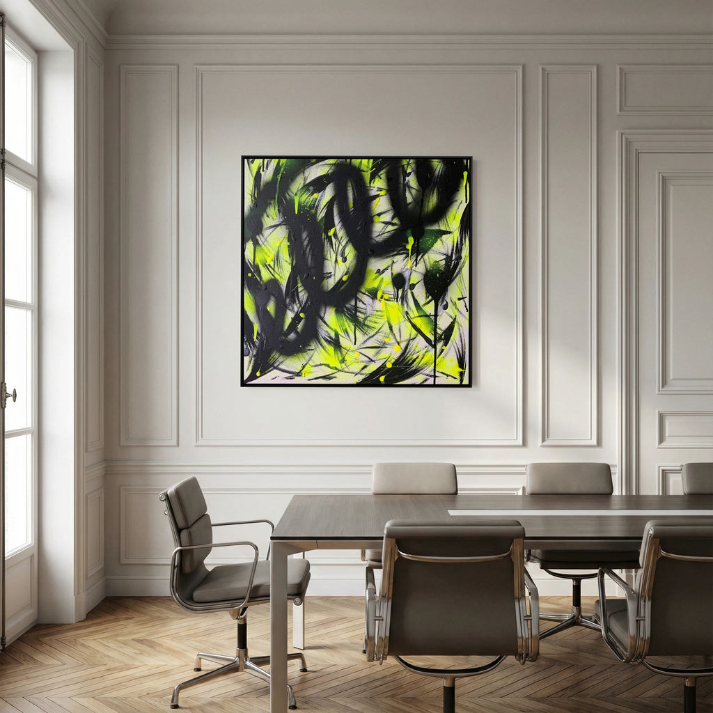BLACK & YELLOW PRINT ON CANVAS