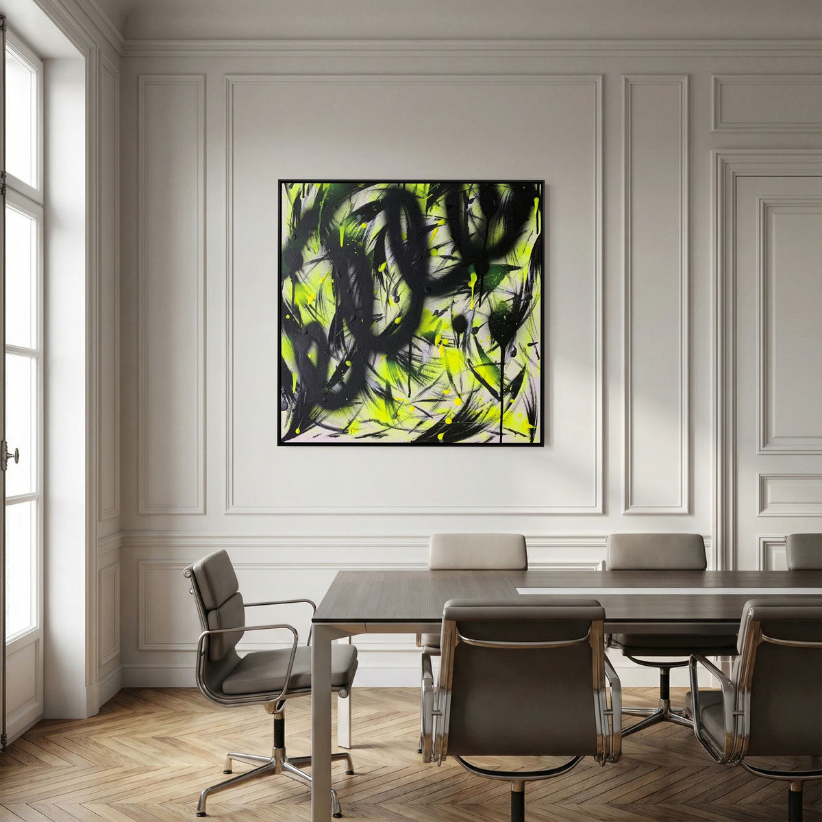 BLACK & YELLOW PRINT ON CANVAS